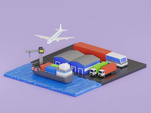 istock 3d fast international deliveries different modes of transport. Transportation and logistics of Container Cargo ship and Cargo plane. 3D Illustration 1499972709