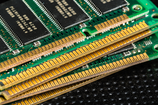 Stack of different size electronic PCBs. Taken with a Nikon D90 camera.