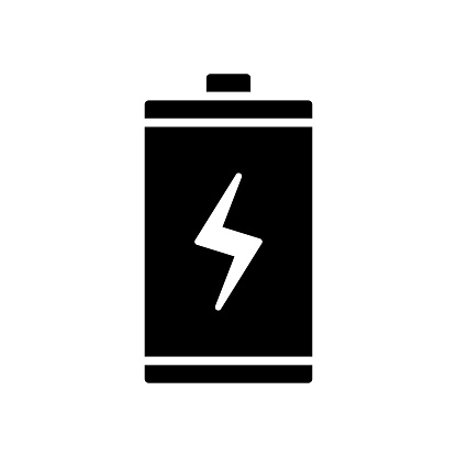 Battery recharge black line and fill vector icon with clean lines and minimalist design, universally applicable across various industries and contexts. This is also part of an icon set.