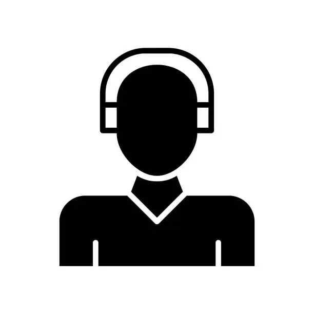 Vector illustration of Listening Skills Black Line & Fill Vector Icon