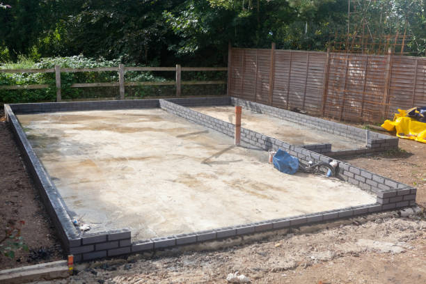 istock Concrete Building Foundation and Dwarf Wall for Garden Office Construction 1499978546