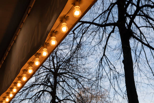 istock Row of lights outside a cafe 1499980936