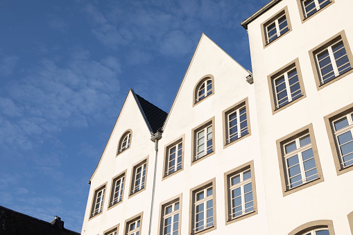 Traditional style buildings near the River Rhine in Cologne, Germany