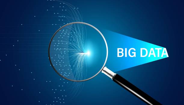 istock Abstract, magnifying glass and big data concept idea big data Large cloud storage of company or business organization on beautiful modern blue background. 1499983344