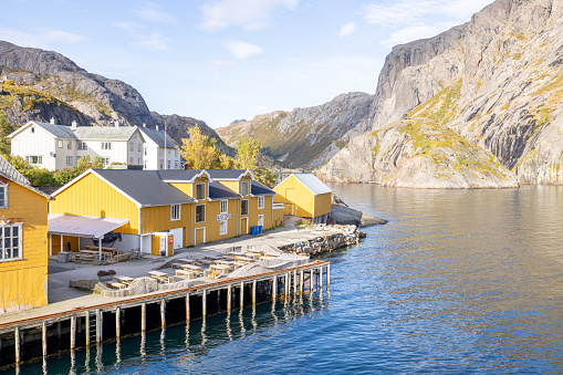 Village in Moskenes Municipality in Nordland county, Norway. It is located towards the southern end of the Lofoten archipelago.