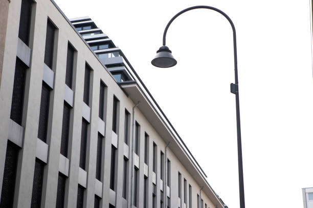istock Street light and modern city building 1499992277