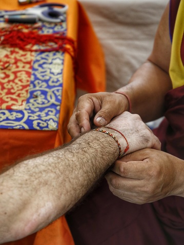 Tibetan bracelet blessing hands and colors