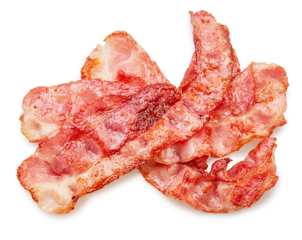 istock Grilled bacon slices on white background. File contains clipping path. 1500005637