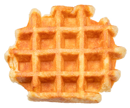 True Belgian waffle with extra deep pockets for filling isolated on white background.