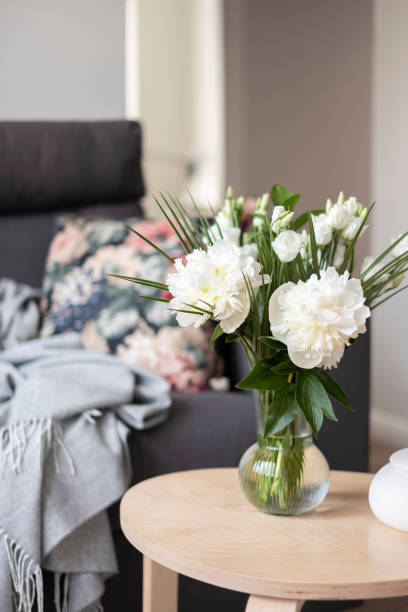 istock Coffee table with a bouquet of peonies 1500008268
