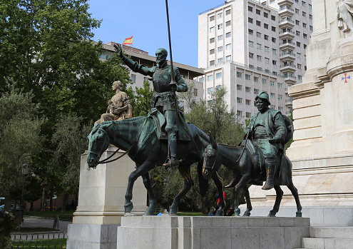 Don Quixote and Sancho Panza statue in Plaza de España   in Madrid