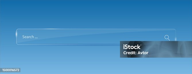 istock Transparent search bar icon on a blue background. 1500016572