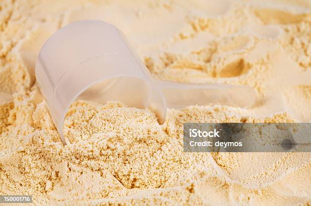 Cucchiaio Di Proteine Di Siero Del Latte Vaniglia Isolato - Fotografie stock e altre immagini di Bevanda proteica