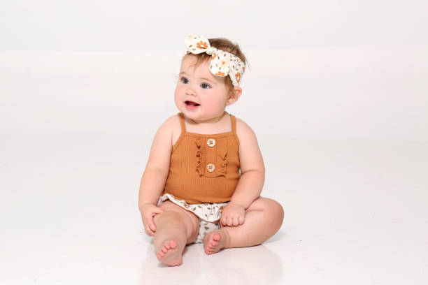istock Beautiful baby girl on white background 1500017229