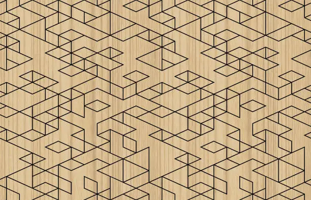 Vector illustration of seamless  wood  textured  rhombic pattern