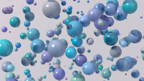 istock Blue, green, purple glossy balls flying. Abstract illustration, 3d render, close-up. 1500023725