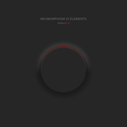 Round Black Button In Neumorphic Style With Red Backlight User ...