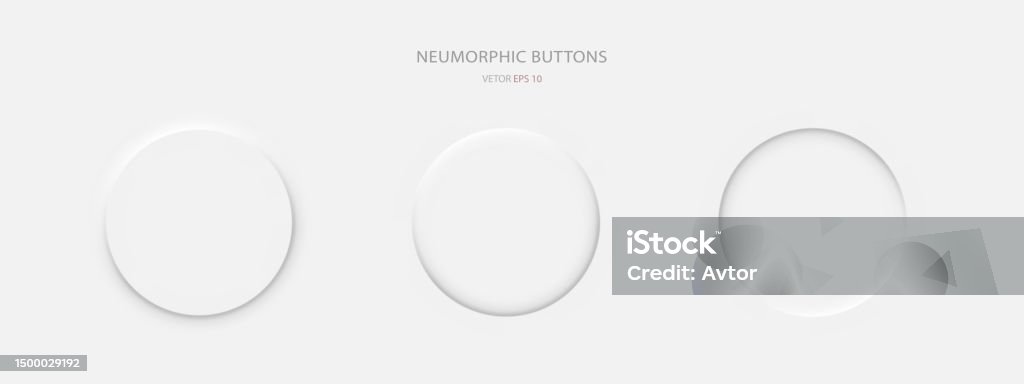 Button Style Round Round Buttons In Neumorphic Style On A White Background Stock ...