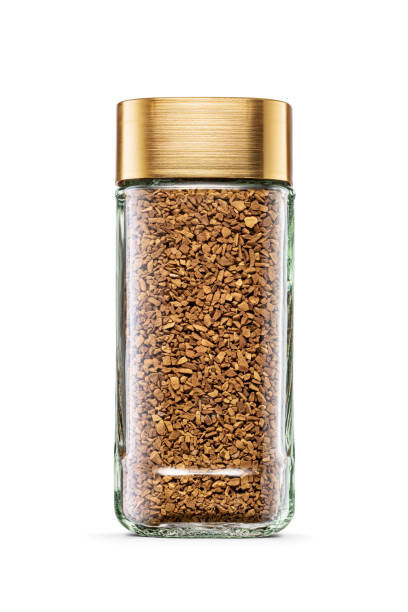 istock Instant coffee jar with golden lid isolated on white. 1500035757