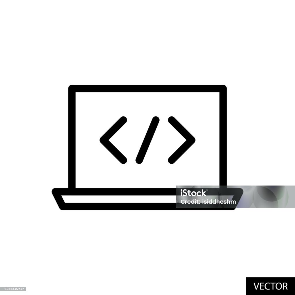 Icone Code Informatique Ordinateur Portable Et Symbole De Codage Code Développement Web Icône ...