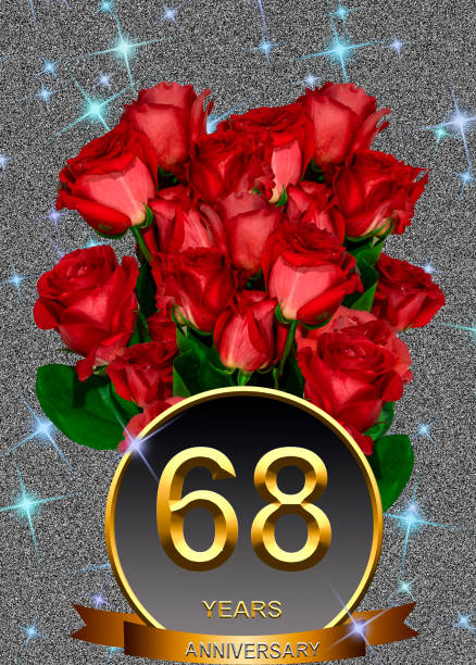 3d illustration, 68 anniversary. golden numbers on a festive background. poster or card for anniversary celebration, party 3d illustration, 68 anniversary. golden numbers on a festive background. poster or card for anniversary celebration, party 11904 stock pictures, royalty-free photos & images