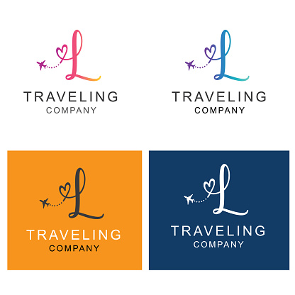 Letter L, travel logo design with a small plane.