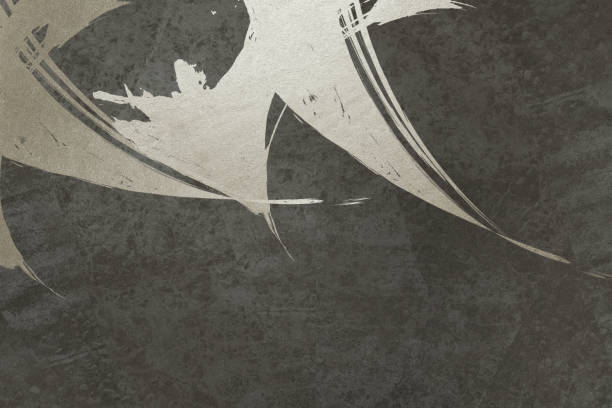 istock Silver and Black Brushstrokes. Abstract Japanese Style Background with Text Space on Black.Dark vintage style template. black background. 1500038545