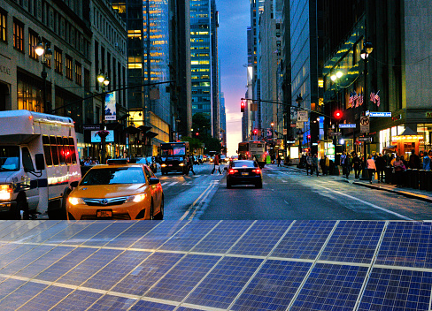 Solar Power Station over 42nd Street, Midtown Manhattan NY.