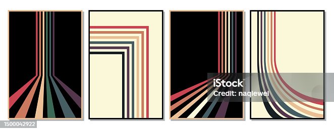 istock Vector Flowing Rainbow Striped Rainbow Vintage Banner Template Abstract Background Collection 1500042922