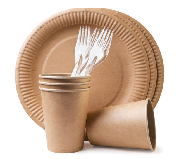 istock Set of disposable tableware close-up on a white background. Isolated 1500043287