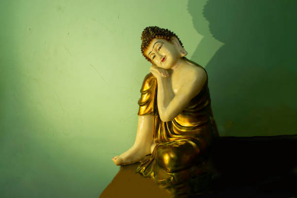 decor concept buddha statue of calmness with light and shadow effect