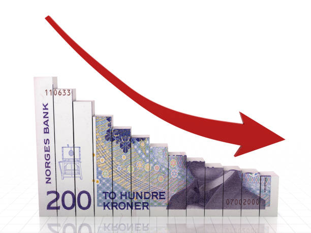 grafico monetario norvegese norsk krone crisi finanziaria - norwegian coin foto e immagini stock