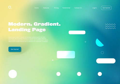 Modern blurred gradient multicolored abstract background for landing pange website template design with geometric shape elements