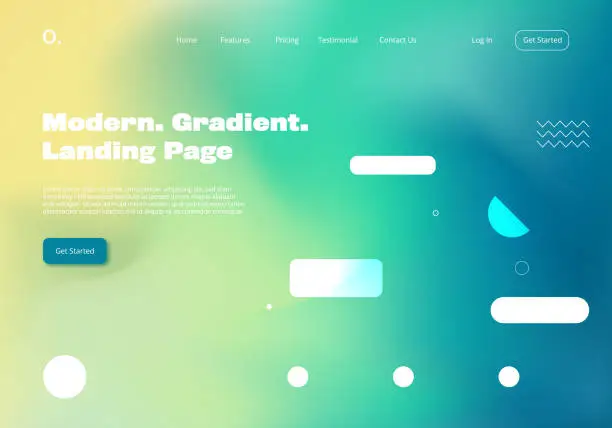 Vector illustration of Modern blurred gradient multicolored abstract background for landing pange website template design with geometric shape elements