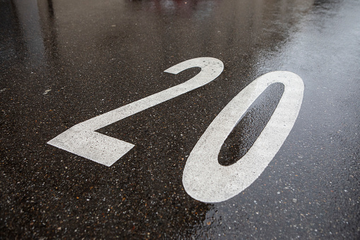 20mph speed restriction on wet tarmac in Basel, Switzerland