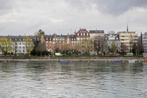 East bank of the River Rhine in Basel, Switzerland
