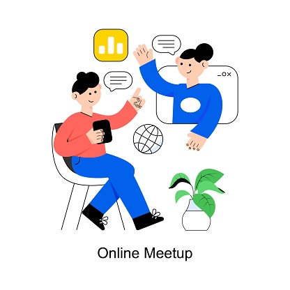 Online Meetup Flat Style Design Vector illustration. Stock illustration
