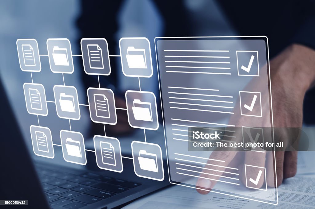 Documents Management Information System Concept Businessman Using ...