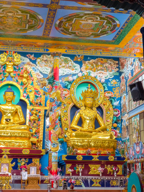 klasztor złotej świątyni namdroling - tibet monk architecture india zdjęcia i obrazy z banku zdjęć