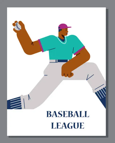 Vector illustration of Baseball league advertising poster, flat vector illustration.