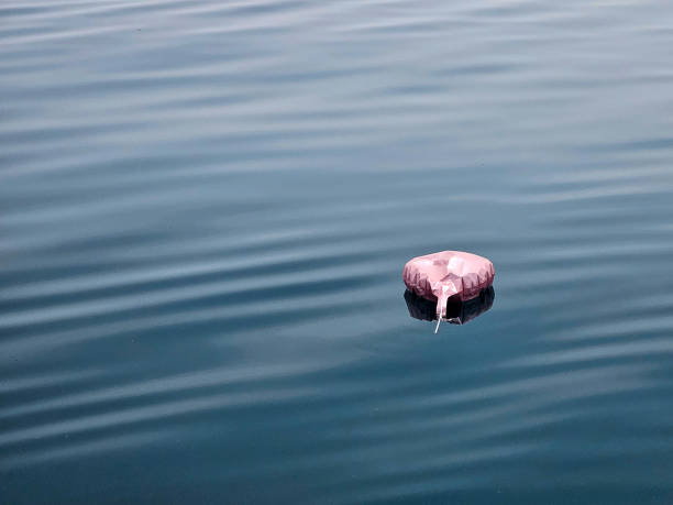 Helium Balloon On Blue Lake Water