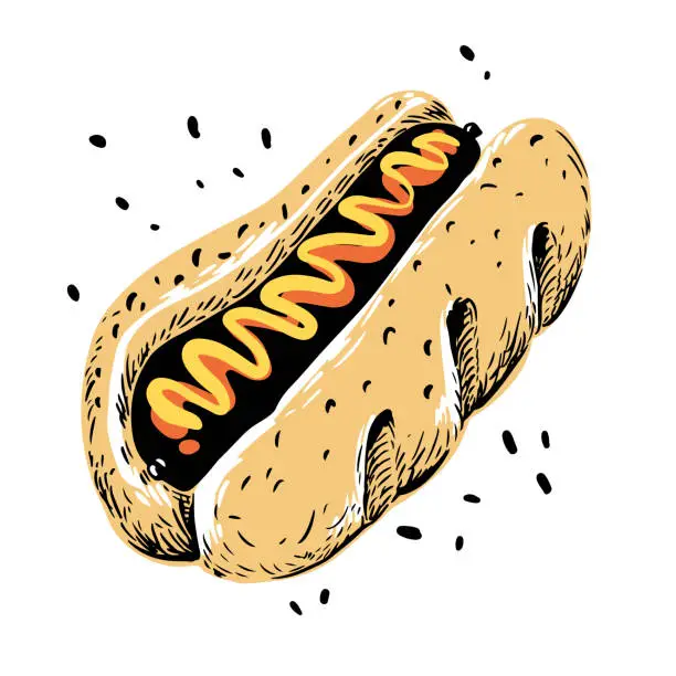 Vector illustration of Hot Dog Bun With Seeds