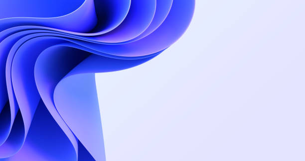 istock Abstract blue fabric layered background with wave ribbons and empty space 3d render. Poster with folded curved layers of cloth or paper. Elegant textile drapery, fashion wallpaper 1500067901