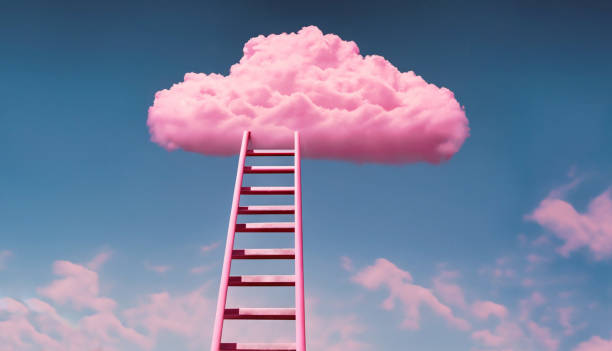 istock A ladder leading to a pink cloud in the sky 1500068223