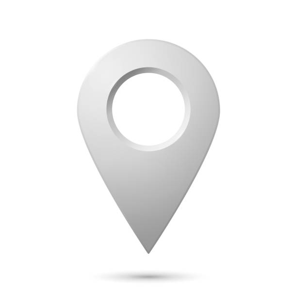 istock The geolocation icon is silver with highlights and shadows on a white background. 1500076328