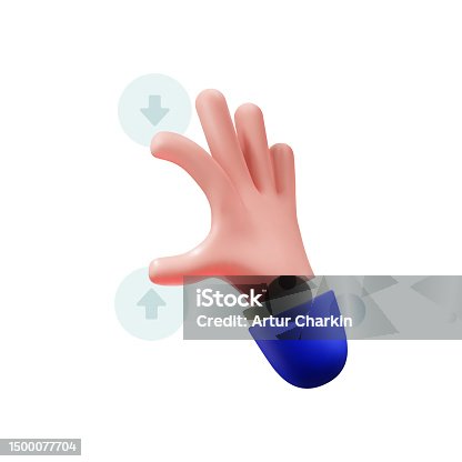 istock 3d hand gesture zoom on touchscreen. Isolated on white background. 1500077704