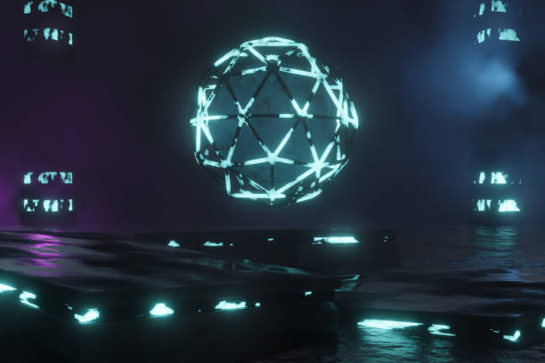 istock 3d Render, Scifi Landscape Futuristic post apocalyptic scenario with abstract alien landscape. Glass object. 1500079730