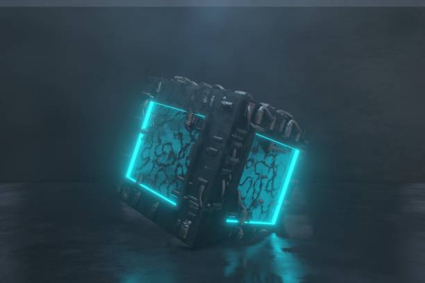 istock 3d Render, Scifi Landscape Futuristic post apocalyptic scenario with abstract alien landscape. Glass object. 1500079833