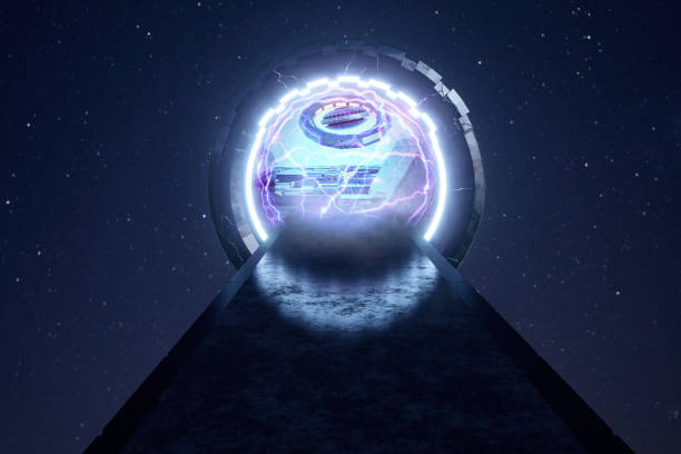 istock 3d Render, Scifi Landscape Futuristic post apocalyptic scenario with abstract alien landscape. Glass object. 1500079844