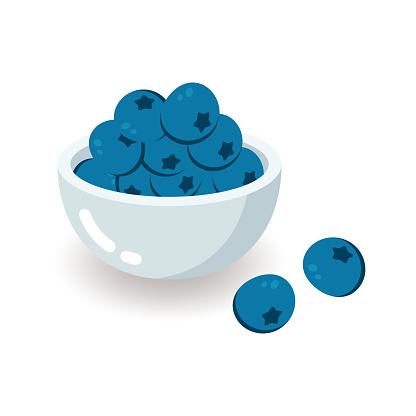 Vector design of bowl with fresh ripe blueberries.